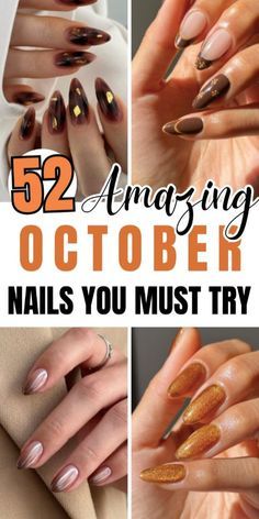 October Nails Almond, October Nails Square, Short October Nails, Nails Halloween October, October Nails Acrylic, October Nails Fall Short, October Nails Short, October Nail Colors, Cute Nails Fall