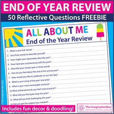 the end of year review book with answers and questions for students to use in their writing