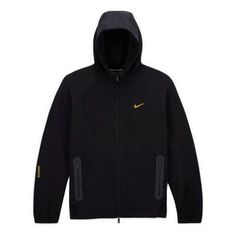 Nike x NOCTA Tech Fleece Hoodie 'Black' FD8453-010 Functional Nike Hoodie For Streetwear, Nike Hoodie Track Jacket For Streetwear, Nike Urban Hooded Sweatshirt, Functional Nike Sweatshirt For Outdoor, Black Sportswear Hoodie For Outdoor, Outdoor Sportswear Black Hoodie, Black Outdoor Sportswear Hoodie, Sporty Sweatshirt With Drawstring Hood For Cold Weather, Nike Urban Sweatshirt With Double-lined Hood