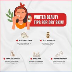 As temperatures drop, our skin can become dry, flaky, and uncomfortable. That’s why winter beauty tips are essential! They help keep your skin hydrated, healthy, and glowing during the cold months. By following these simple tips, you can protect your skin from harsh weather, prevent irritation, and maintain a radiant complexion all season long. Tips For Dry Skin, Winter Beauty Tips, Thick Moisturizer, Diaper Rash Cream, Dry Winter Skin, Tips Skincare, Mild Cleanser, Winter Skin Care, Winter Skin