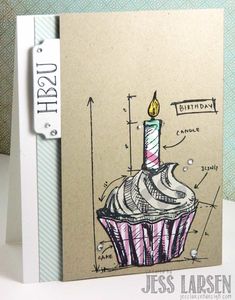 a handmade birthday card with a cupcake on it and the words happy birthday written in