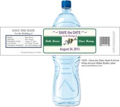 a water bottle label for save the date