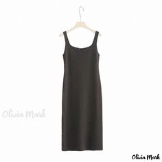 Olivia Mark - Womens Slim Fit High-Waist Knitted Slip Dress with Faux Wool Dress Collar, Pleated Maxi Dress, Pleated Maxi, U Neck, Types Of Skirts, Collar Dress, Embroidered Dress, Olivia Mark, Types Of Collars