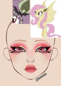 Fluttershy Makeup Look, Fluttershy Cosplay Makeup, Flutterbat Cosplay, Twilight Sparkle Makeup, Fluttershy Makeup, Cosplay Makeup Ideas, Makeup Ideas Drawing