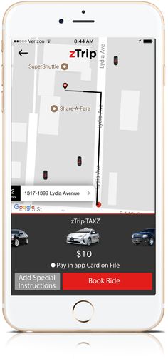 a cell phone showing the app for taxiing and driving on the road, with an image of a car