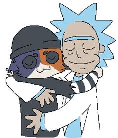 an image of rick and mort hugging each other