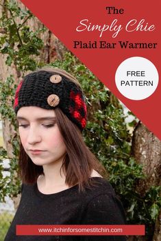 the simply chic plaid ear warmer free crochet pattern is easy to make