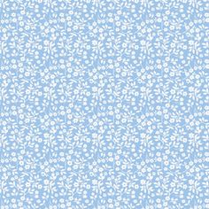 a blue and white wallpaper with small leaves on the bottom, in shades of light blue