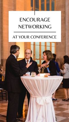 two men shaking hands at a table with the words, engage networking at your conference