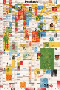 a poster with many different colored squares and words on it, including the word headpopy