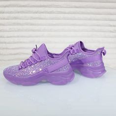 Brand New Breathable Knit Neoprene Upper With Rhinestones Slip On Design With Pull Tie Lacing Jelly Sole Platform Base For Comfort And Stability . Colorful Gym Shoes, White Slip On Vans, New Nike Air Force, Purple Sneakers, Air Max Shoes, Nike Shoes Air Max, White Leather Sneakers, Lace Sneakers, High Sneakers