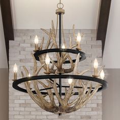 Urban Ambiance - Chandelier - UQL4820 Old World Indoor Chandelier, 39.00''H x 32.00''W x 32.00''D, Earth Black Finish, Vilnius Collection - Foyer Chandelier Entryway, Chandelier Entryway, Entryway Chandelier, Indoor Chandelier, Wooden Shades, Foyer Chandelier, Circular Fashion, Farmhouse Chandelier, Rustic Frames