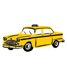 a yellow taxi car with a black cab