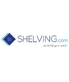 the logo for shelving com is shown in blue and purple colors on a white background