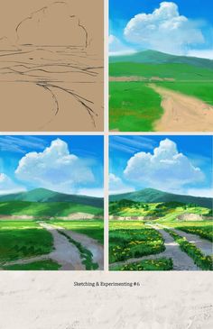 four different views of the same landscape