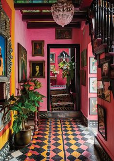 Color Hallway, Tiger Background, Tampa Homes, Eclectic Homes, Aesthetic Interior Design, Renovation Inspiration, Rental Decorating, Latest Design Trends, Funky Furniture