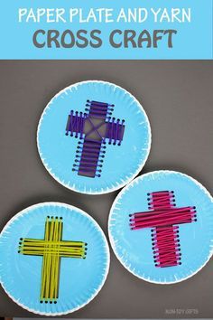 paper plate and yarn cross craft for kids