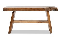 a wooden table with two legs and one leg missing the top, on a white background