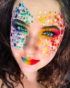 Pride Face Paint, Rainbow Face Paint, Rainbow Costumes, Paint Makeup, Glitter Bar, Galaxy Makeup, Rainbow Face, Pride Makeup, Face Paint Makeup