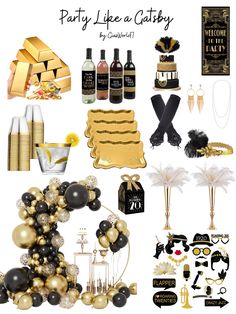 party like a gatsby with black and gold decorations