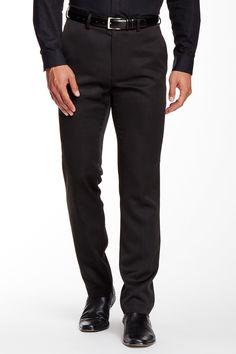 Slim fit dress pants deliver polished style.Fit: this style fits true to size. Flat front. Zip fly with hook-and-bar closure. Front slant pockets. Back besom pockets with button closure. Slim leg. Approx. 10.5" rise, 32" inseam (size 32x32). ImportedThis item cannot be shipped to Canada and Puerto Rico. Black Dress Pants Outfits, Black Dress Pants Men, Slim Dress Pants, Dress Pants Outfits, Boss Dress, Clothes Reference, Pants Outfit Men, Mens Work Pants, Slim Fit Dress Pants