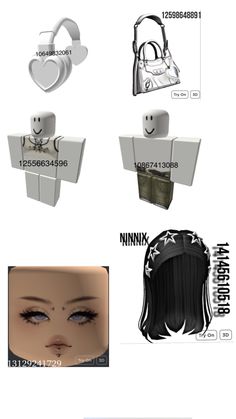 an image of the back side of a doll with different hair styles and accessories on it