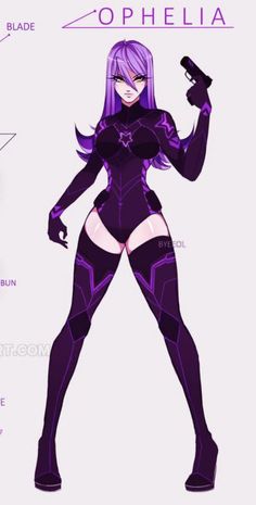 Black And Purple Superhero Suit Female, Super Hero Outfits Female, Female Hero Outfit Design, Hero Costume Designs Female, Anime Villain Outfit Design Female, Superhero Art Female, Villian Costumes Drawing, Goth Hero Costume, Female Villian Outfits Drawing