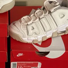 Brand New Kids Nike Air Uptempo Have Two Pairs Size 13c And One Pair Size 12c. Comfortable White Sneakers For School, White Non-slip Basketball Shoes For Streetwear, Nike Shocks, Softball Shoes, Nike Air Uptempo, Nike Lebron Shoes, Toddler Nike Shoes, Nike Air More Uptempo, Nike Air More