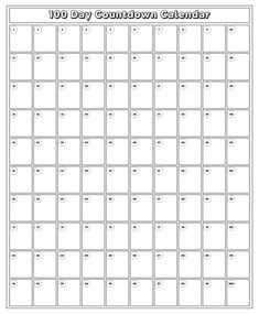 a printable 100 day calendar with the numbers 1 - 10 on each side and one in