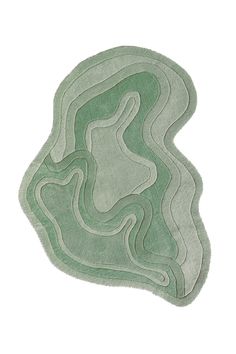 a green rug with wavy lines on the top and bottom, against a white background