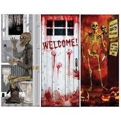 FUN WORLD Halloween Creepy Look Door Cover, Assortment, 1 Count 071765137997 Horror Room Door, Spooky Decorations, House Guests, Party Expert, A Haunted House, Fun World, Door Cover, Spooky Decor, Halloween Looks