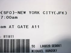 a ticket for the new york city j f k at gate a 11 / 31 / 11