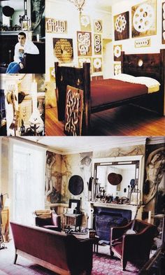 there are pictures of different rooms in the same house, and one has a bed