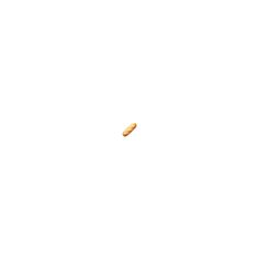 an orange object floating in the air on a white background