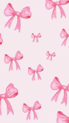 pink bows on white background for wallpaper or wrapping paper, with watercolor effect