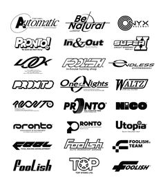 many different types of logos are shown in black and white