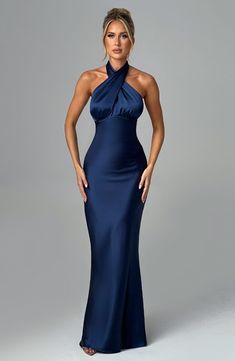 Dimitra Maxi Dress - Navy Slim Bodycon Dress, Maxi Design, Backless Dress Summer, Long Dresses Elegant, Women Halter, Backless Maxi Dresses, Maxi Dress Navy, Halter Maxi Dresses, Spring Summer Dress