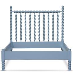 The Harriet Spindle Bed from The Beautiful Bed Company is one of our most beloved pieces. The classic, timeless spindles look stunning in any color or stain. Finish in a traditional color or wood stain or give this piece a contemporary twist by adding a fun custom color. See also our Harriett Spindle Bed with Footboard for even more spindle envy. Foundation required. We suggest a 4"h foundation with a 12"h mattress. All Full to King size beds ship with a Glideaway Steel Bed Frame System to support your low profile foundation. Made to order in Los Angeles. King Spindle Bed, Headboard Vintage, Bed With Footboard, King Size Beds, Cozy Bedroom Design, Blue Bed