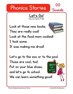 the phonics stories worksheet is shown with an image of a book