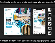 a social media cover photo, story, and banner design for a clothing store or online store