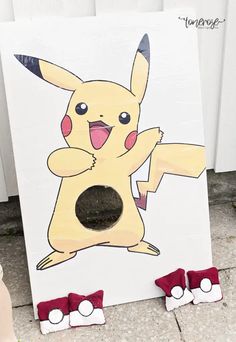 a painting of a pikachu is on the ground