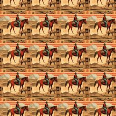 an image of a horse and rider on the same fabric as it appears in this pattern