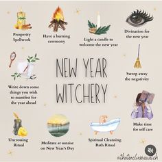 New Year Altar Ideas, New Years Witch Tips, Witches New Year Ritual, New Month Witch Rituals, Monthly Witch Rituals, Witch Holidays 2024, Witch New Year, New Year’s Eve 2023, New Years Witchcraft