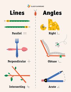 the different types of lines and angles are shown in this graphic diagram, which shows how they