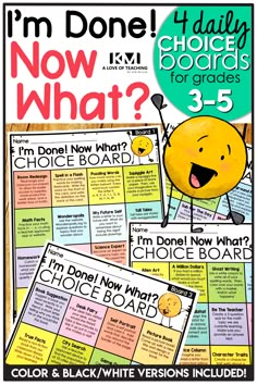 What To Do When Students Finish Early, Finished Early Board, Activities For Students Who Finish Early, 3rd Grade Class Activities, I Finished My Work Now What, Fun Ela Activities 3rd Grade, Choice Boards 5th Grade, Must Do May Do 3rd Grade, Fun 3rd Grade Activities