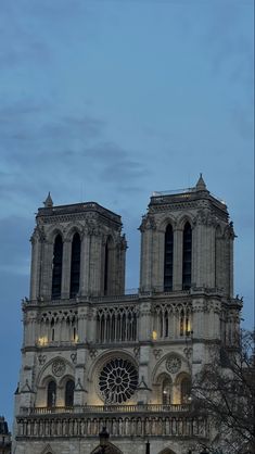 the large cathedral is lit up at night