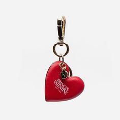 Red heart keychain in shiny nappa leather. Nappa leather. Gold hardware. Imported. Gift Keychain With Logo Charm, Logo Charm Keychains For Gifts, Luxury Leather Keychains With Interior Holder, Red Keychain, Frances Valentine, Chanel Perfume, Girly Accessories, Heart Keychain, Gem Ring