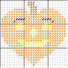 a cross stitch pattern with an orange apple on it's side and graphing lines in the middle