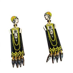 Miss Charleston Statement Earrings By Rosie Rose Parker - Quirks! Roaring 20s Dresses, 1920s Theme, 20s Dresses, Detailed Illustration, Unusual Earrings, Unusual Jewelry, Roaring 20s, Small Studio, Charleston