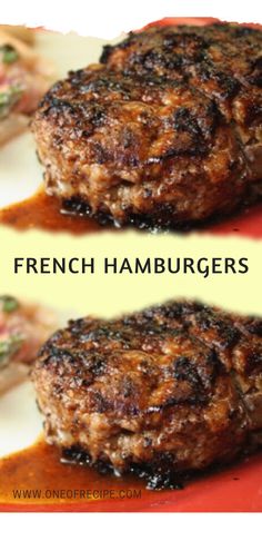 two pictures of hamburgers on a plate with the words french hamburgers above them